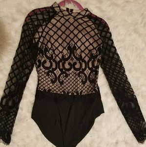 Black Lace Longsleeve Bodysuit